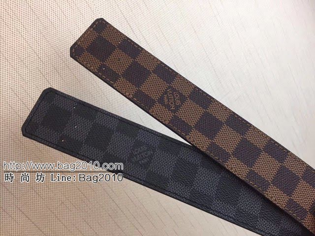 LV新款男士皮帶 路易威登精品原單腰帶 lv啡格皮帶  jjp2238